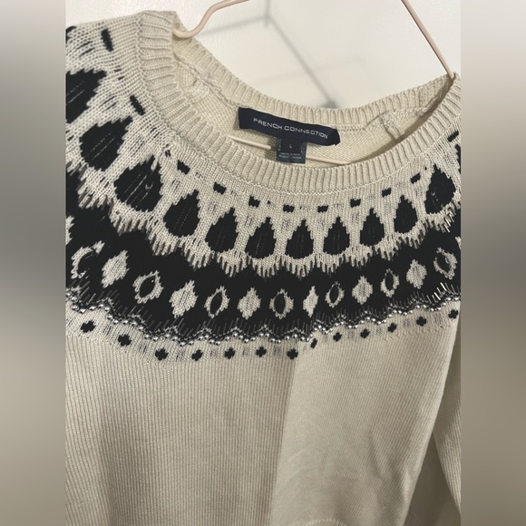 Gorgeous French connection Aztec print beaded sweater SZ L - Picture 7 of 13